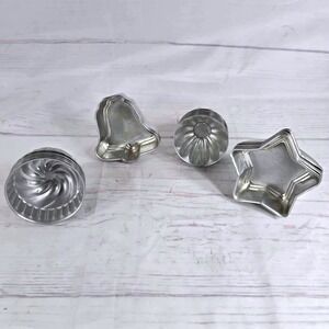 Vintage Aluminum Jello Molds Bell Flower Star Swirl Baking Dessert Pans